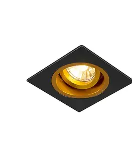 Inteligentné zapustené bodové svietidlo čierne so zlatým štvorcom vrátane Wifi GU10 - Chuck
