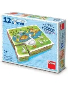 Drevené kocky Na farme 12 Dino