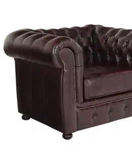Pohovka jednomiestna Chesterfield Liverpool z pravej hovädzej kože New Red