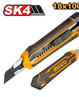 INGCO Nôž lámací, 18mm s tlačítkom, ergonomické telo, INGCO, 1x čepeľ