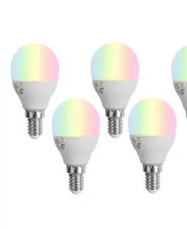 Sada 5 inteligentných stmievateľných LED žiaroviek E14 G45 Opál 4,9 W 470 lm 2700-6500 K
