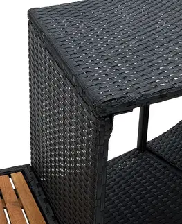 DEOKORK Set nábytku k mobilnej vírivke kruhovej (čierny umelý polyratan   masívne tropické drevo z akácie)