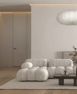 Škandinávska závesná lampa CAFEE' - s krémovým tienidlom v latte 66 cm - moderné stropné osvetlenie do obývačky a jedálne E27