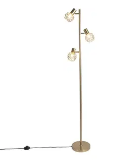 Dizajnová stojaca lampa zlatá 3-svetlo nastaviteľná - Mesh