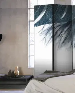 Paraván Dark Blue Feather Dekorhome