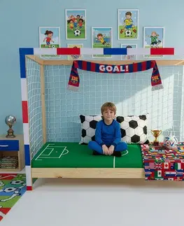 KONDELA Futal montessori posteľ 90x200 cm prírodná / biela / modrá / červená