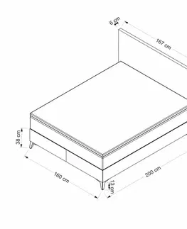 Rám manželskej postele s čelom Abella 160 x 200 - Grey