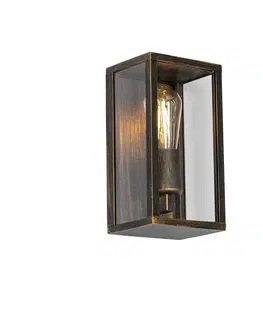 Vintage nástenná lampa starožitné zlato 26 cm IP44 - Charlois
