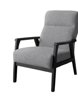 ALBERTO retro čalúnené kreslo, šedá/wenge