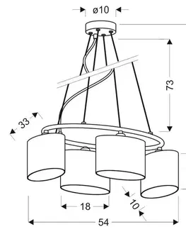 Závesná lampa s chrómovým povrchom 4x40W, látkové tienidlo Ban