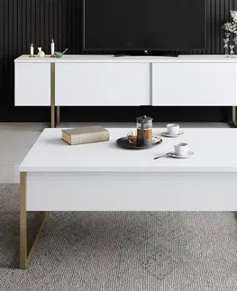 TV stolík Luxe - White, Gold