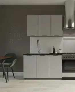 SiLVER jednoduchá kuchynská linka 200 cm, bledosivá