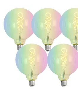 Sada 5 ks Inteligentné stmievateľné LED žiarovky E27 G125 RGBW 4W 250lm 2700K