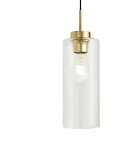 Art Deco závesná lampa zlatá s čírym sklom pre 1-fázový koľajnicový systém - Iconic Laura