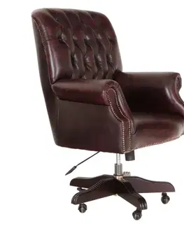 Kancelárska stolička Chesterfield Office chair z pravej hovädzej kože New Red