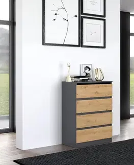 Zásuvková komoda WALMA M4, antracit/ dub artisan