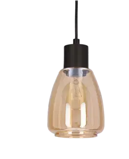 Závesná lampa MOLDO čierna 1x40W E27 jantárové tienidlo