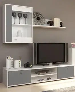 KONDELA Genta obývacia stena biela / sivá