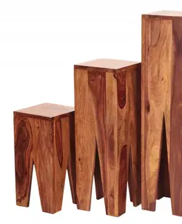 Odkladacie stolíky Kali sada 3ks indický masív palisander