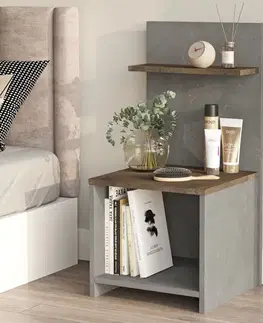 Otvorený nočný stolík PLUS 1, betón/bronz