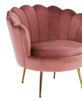 KONDELA Noblin kreslo ružová (Velvet) / zlatá