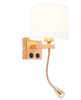 Art Deco nástenná lampa medená s bielym tienidlom - Brescia