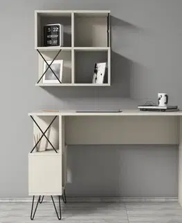 Písací stôl s knižnicou Extra 2 - Cream