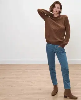 Pletený pulóver, koňakový