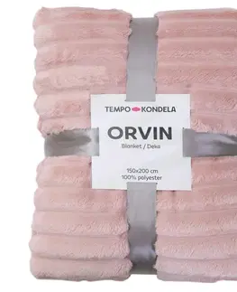KONDELA Orvin plyšová pruhovaná deka 150x220 cm ružová