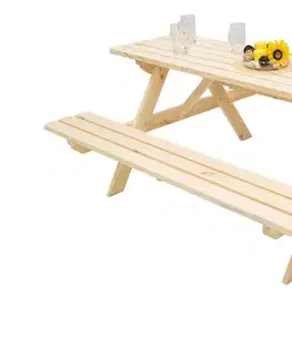 DEOKORK Masívny drevený pivný set z borovice 200 cm hrúbka 45 mm