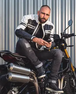 W-TEC Esbiker čierna s béžovými pruhmi - M