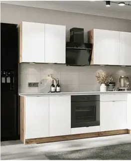 Artstolk Rohová kuchynská linka GIANNA C | dub artisan/biela 200-260 cm Prevedenie: s pracovnou doskou
