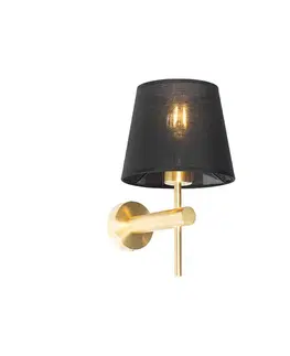 Moderná nástenná lampa mosadz s čiernou - Pluk