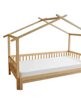 KONDELA Kesio montessori posteľ s prístelkou 90x200 cm prírodná