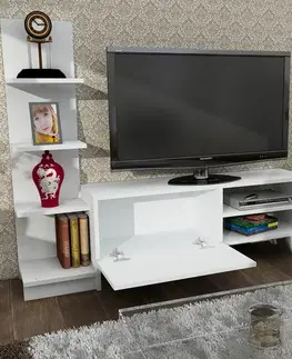DALI malá TV stena s regálom, biela matná