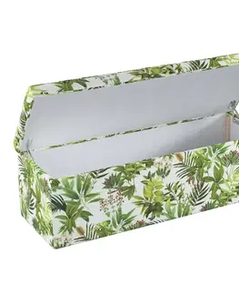 Dekoria Truhlica čalúnená, zeleno - červené rastliny na bielom podklade, 90 x 40 x 40 cm, Tropical Island, 143-69