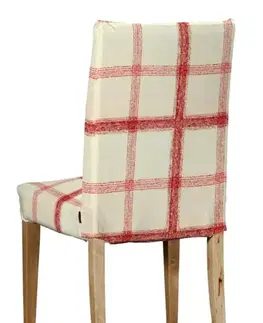 Dekoria Návlek na stoličku Henriksdal (krátky), bordové káro na svetlobéžovom podklade, návlek na stoličku Henriksdal - krátky, Avinon, 131-15