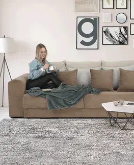 KONDELA Gilen Big Sofa rozkladacia pohovka s úložným priestorom svetlohnedá / béžová / krémová
