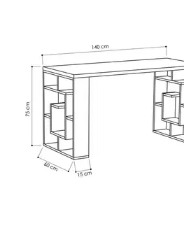 Písací stôl Maze - White, Oak