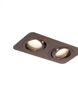Zaoblené zapustené bodové svietidlo tmavý bronz GU10 50 mm otočné a naklápacie IP44 2-svetlá - Alberto