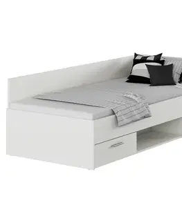 KONDELA Boat 90 posteľový rám s úložným priestorom biela