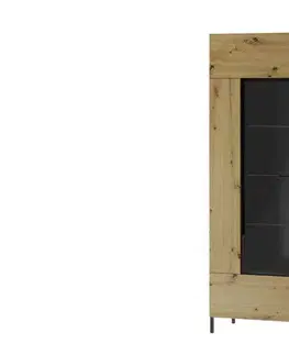 LOVENA 10 vysoká vitrína ľavá, dub artisan/čierna