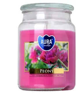 KONDELA Leana vonná sviečka v skle 500 g priehľadná / ružová