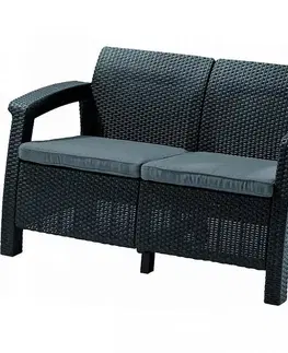 DEOKORK Záhradná ratanová pohovka 2-miestna CORFU LOVE SEAT (antracit)