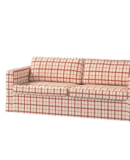 Dekoria Poťah na sedačku Karlstad (nerozkladáci, 3-miestný, dlhý), bordové káro na svetlobéžovom podklade, 224 x 89 x 64 cm, Avinon, 131-15