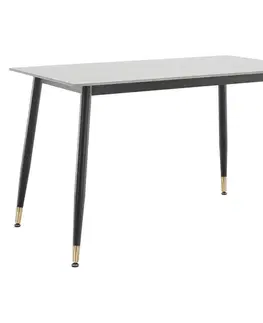 KONDELA Florenc Typ 1 jedálenský stôl 121x71 cm biely mramor / čierna / zlatá