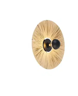 Rustikálna nástenná lampa čierna s lanom 45 cm - Leia