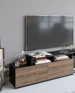 TV stolík Nexera - Black, Walnut