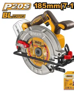 INGCO Píla okružná, bezkartáčová, 185mm, CSLI1851 INGCO, AKU, 20V, P20S bez akumulátora a nabíjačky