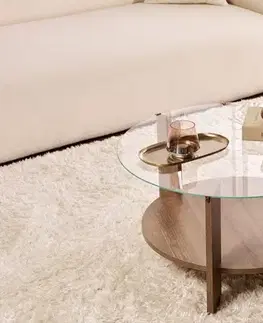 Konferenčný stolík Clara - Walnut, Transparent